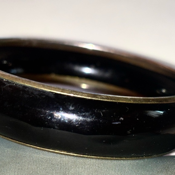 Vintage estate sale Glossy Black  Bangle Bracelet - Picture 2 of 2